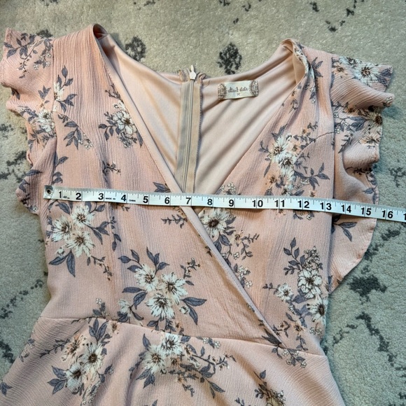 Altar’d State Floral Mini Dress Women’s M – Blush Pink Ruffle Sleeve - Picture 8 of 9